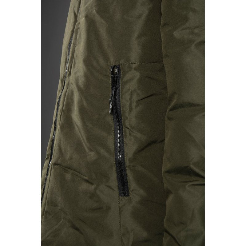 Erkek Haki Kapüşonlu Su Geçirmez Kalın Mont