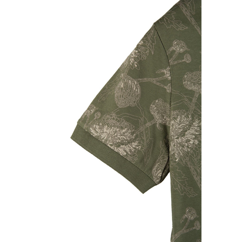 Erkek Desenli Polo Yaka T-shirt Haki