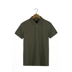 Erkek Haki Slim Fit Polo Yaka T-shirt