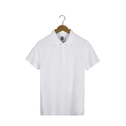 Erkek Beyaz Polo Yaka Cepsiz Basic T-shirt