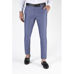 rkek Slim Fit Petekli İtalyan Kesim Keten Pantolon Mavi