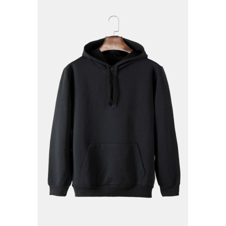 Unisex Siyah Kapüşonlu Arkası Polizei Baskılı Slim Fit Kanguru