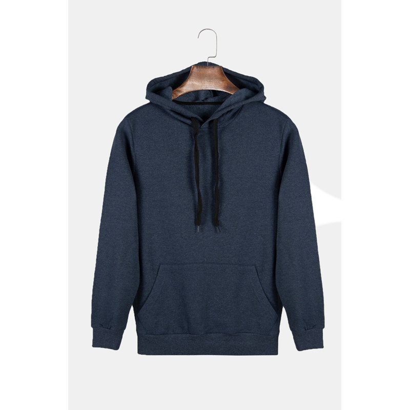 Unisex Indigo Kapüşonlu Arkası Astronot Baskılı Slim Fit