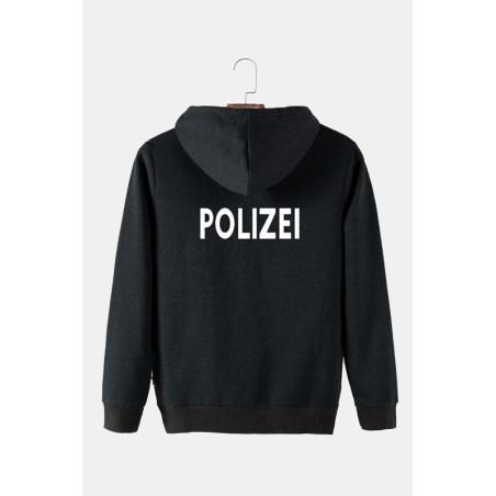 nisex Antrasit Kapüşonlu Arkası Polizei Baskılı Slim Fit