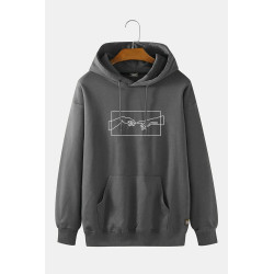 Unisex Antrasit Kapüşonlu Adem'in Yaratılışı Baskılı Slim Fit