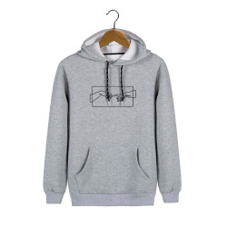 Unisex Gri Kapüşonlu Adem'in Yaratılışı Baskılı Slim Fit