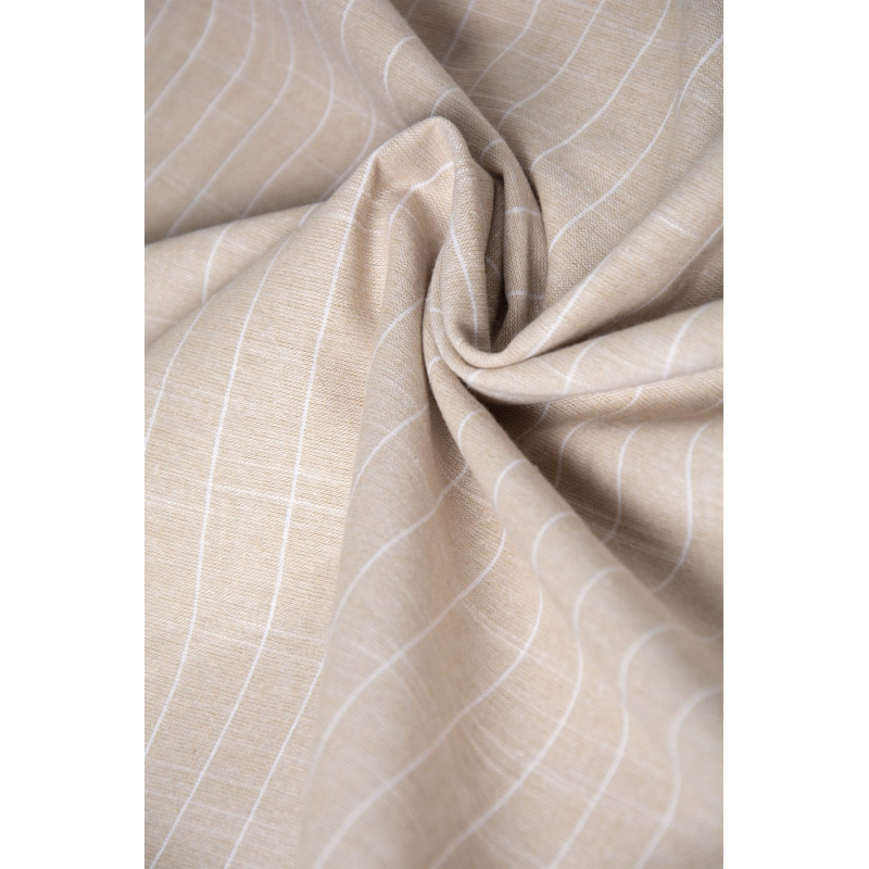 Erkek Krem Açık V Yaka Oversize Rahat Kalıp Kısa Kollu Çizgili