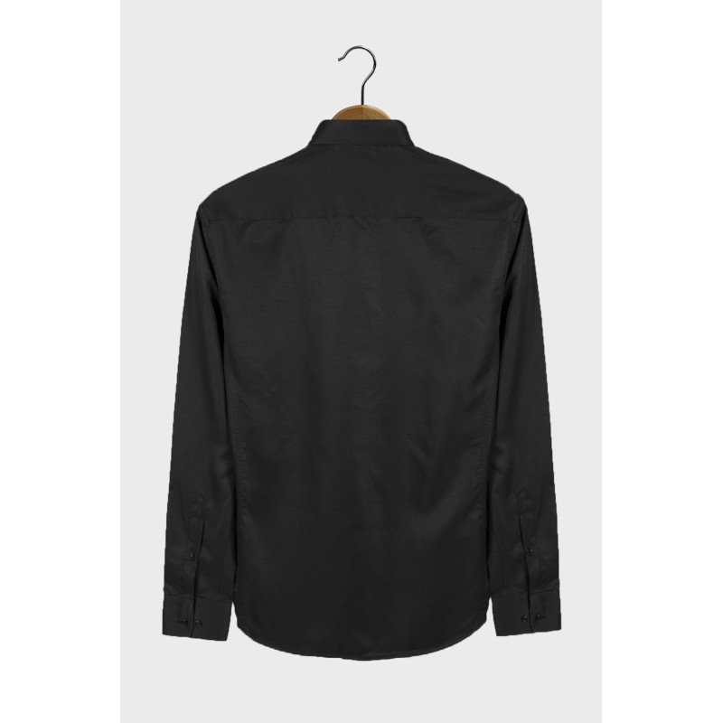 Erkek Ekstra Slim Fit Uzun Kollu Takım Elbise Gömleği Siyah