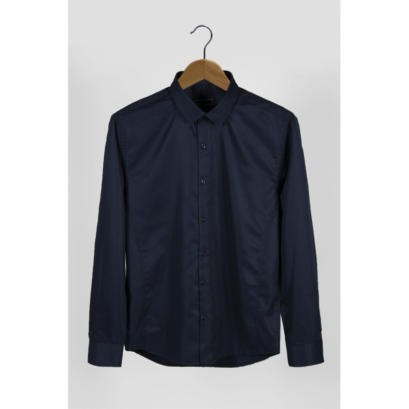 Erkek Ekstra Slim Fit Uzun Kollu Takım Elbise Gömleği Lacivert