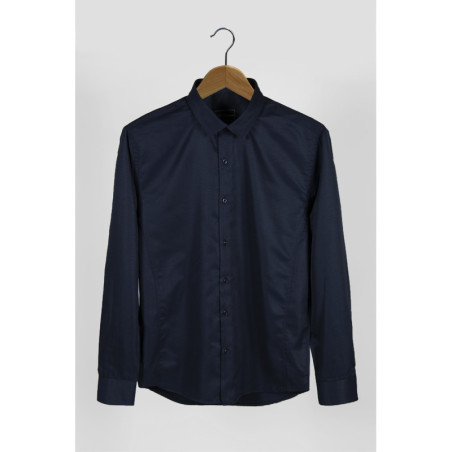 Erkek Ekstra Slim Fit Uzun Kollu Takım Elbise Gömleği Lacivert