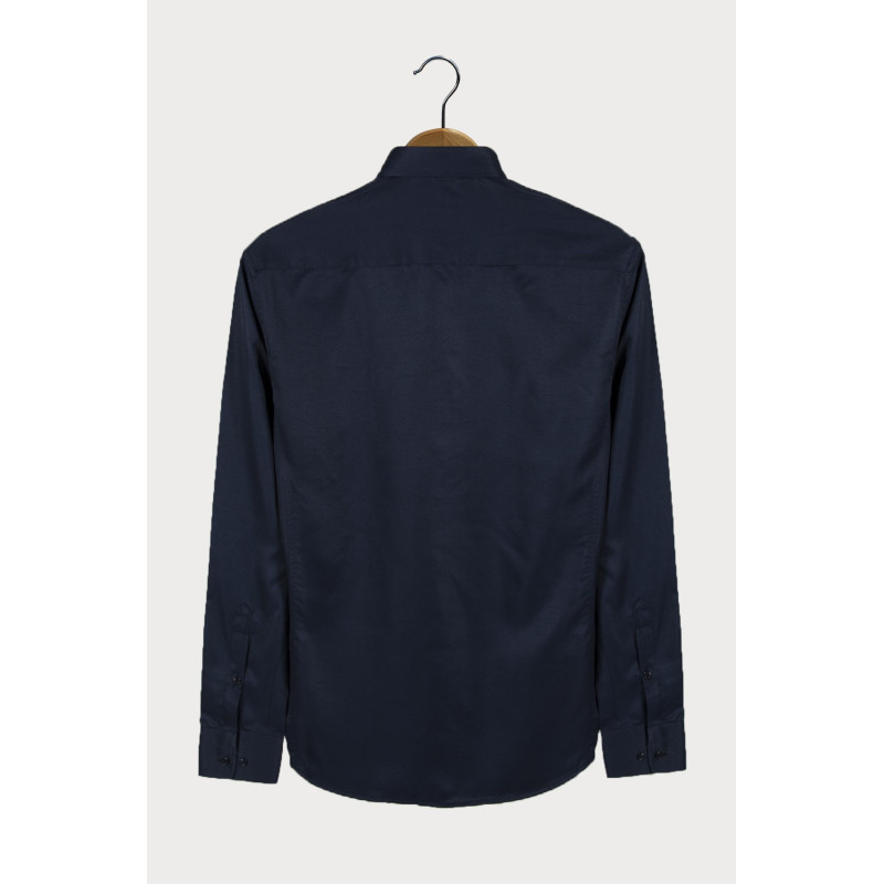 Erkek Ekstra Slim Fit Uzun Kollu Takım Elbise Gömleği Lacivert