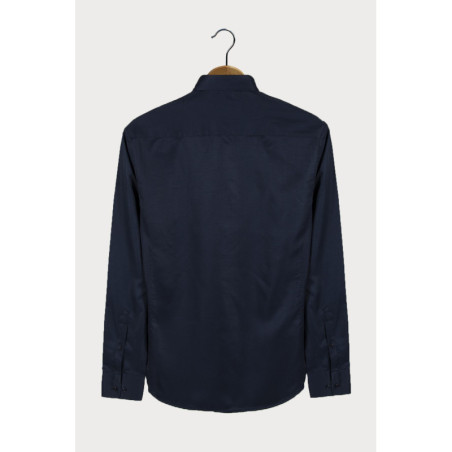 Erkek Ekstra Slim Fit Uzun Kollu Takım Elbise Gömleği Lacivert