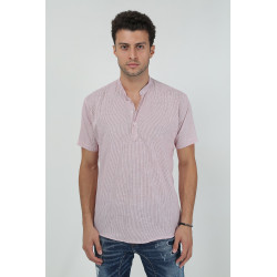 Erkek Hakim Yaka Yarım Patlı Ekoseli Kısa Kollu Slim Fit Gömlek