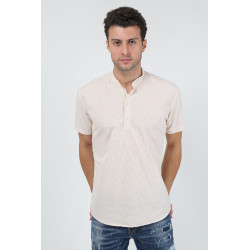 Erkek Hakim Yaka Yarım Patlı Ekoseli Kısa Kollu Slim Fit Gömlek