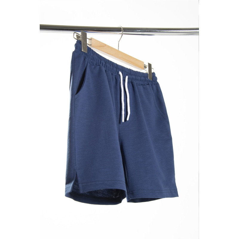 Erkek Kırçıllı Mavi Regular Fit Önü 90's Baskılı Kısa Şort &