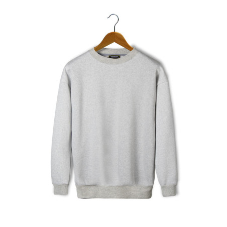 Unisex Gri Oversize Kalın Üç Iplik Şardonlu Bisiklet Yaka Basic Sweatshirt