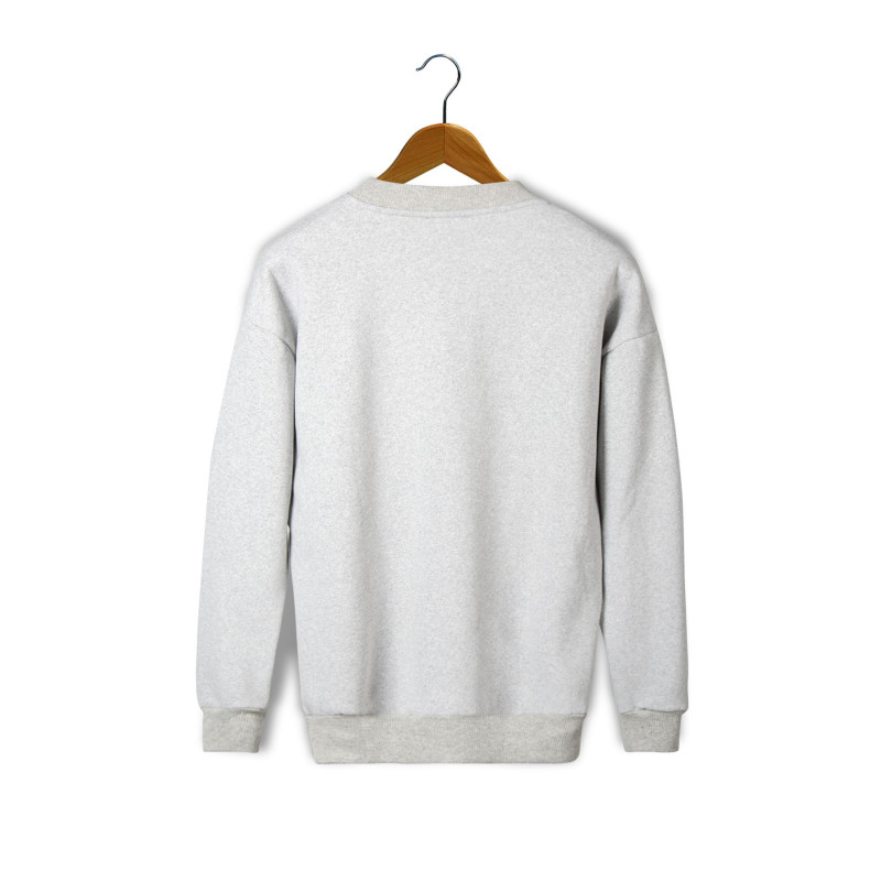 Unisex Gri Oversize Kalın Üç Iplik Şardonlu Bisiklet Yaka Basic Sweatshirt