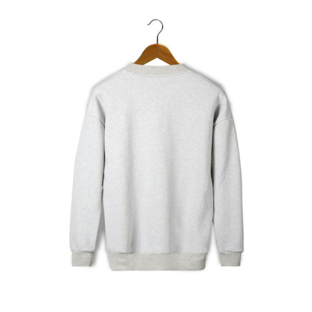 Unisex Gri Oversize Kalın Üç Iplik Şardonlu Bisiklet Yaka Basic Sweatshirt