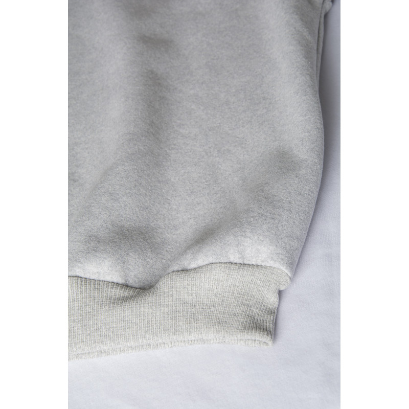 Unisex Gri Oversize Kalın Üç Iplik Şardonlu Bisiklet Yaka Basic Sweatshirt