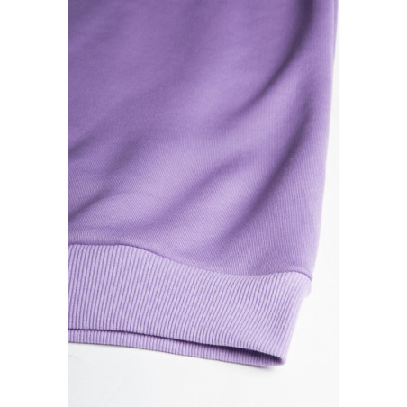 Unisex Lila Oversize Kalın Üç Iplik Şardonlu Bisiklet Yaka Basic Sweatshirt