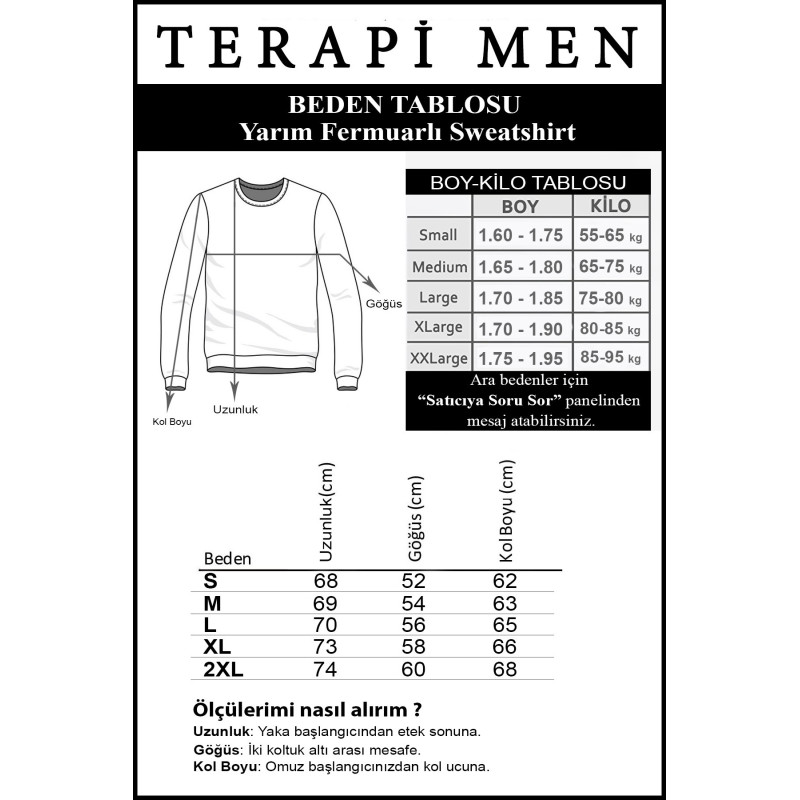 Unisex Siyah Yarım Fermuarlı Basic Düz Renk Trend Sweatshirt